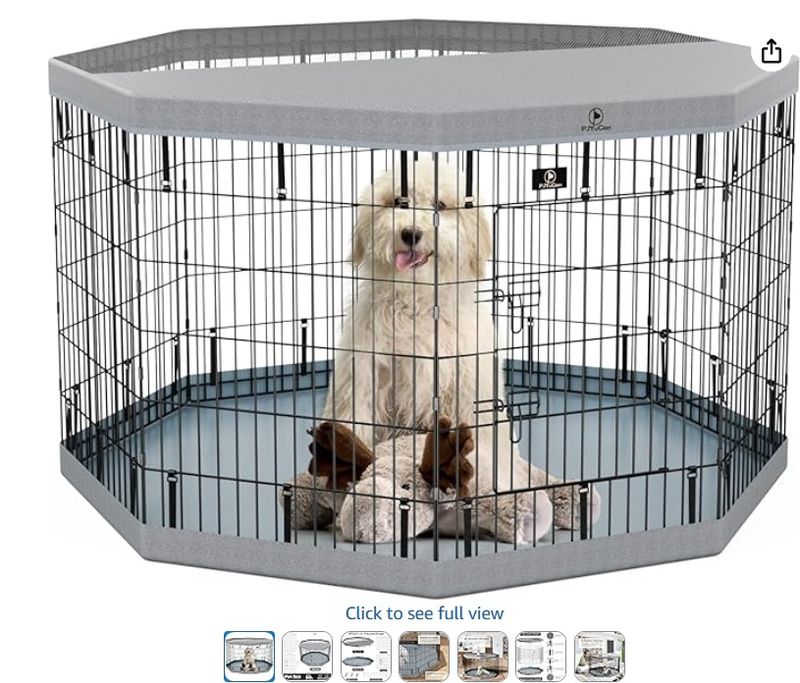 PJYuCien Puppy Playpen?8 Panels 24H Dog Playpen