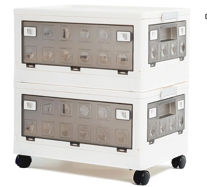 Citylife Plastic Storage Bins with Lids Collapsible Closet Organizer Stackable