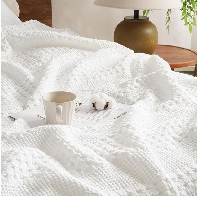 David&#39;s Home 100% Cotton Waffle Weave Blanket King Size