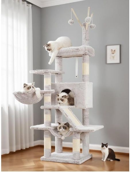 Gitelsnour Cat Tree, 63 inch Multi-Level Cat Tower for Indoor Cats