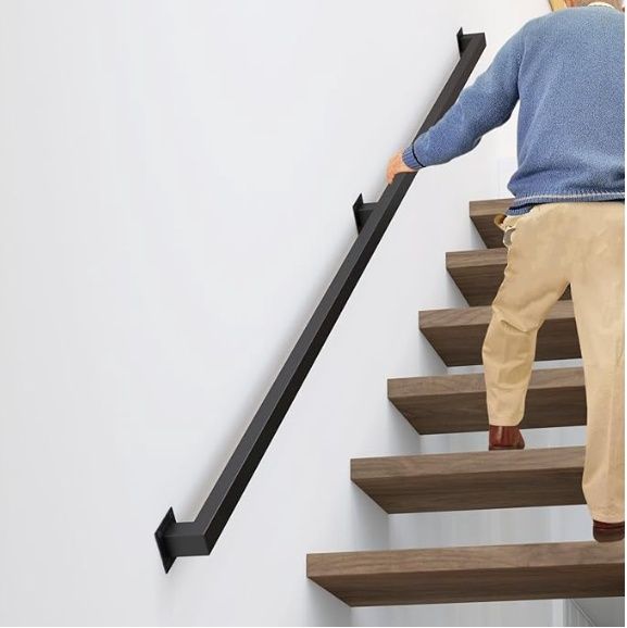 8FT Stair Railings Indoor, Black Iron Railings for Stairs