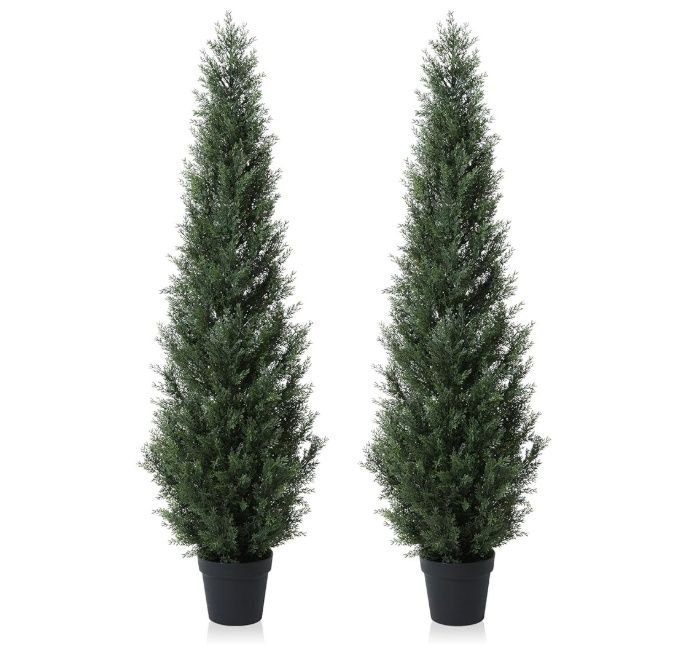 Laiwot 5FT Artificial Cedar Topiary Trees for Outdoors Potted
