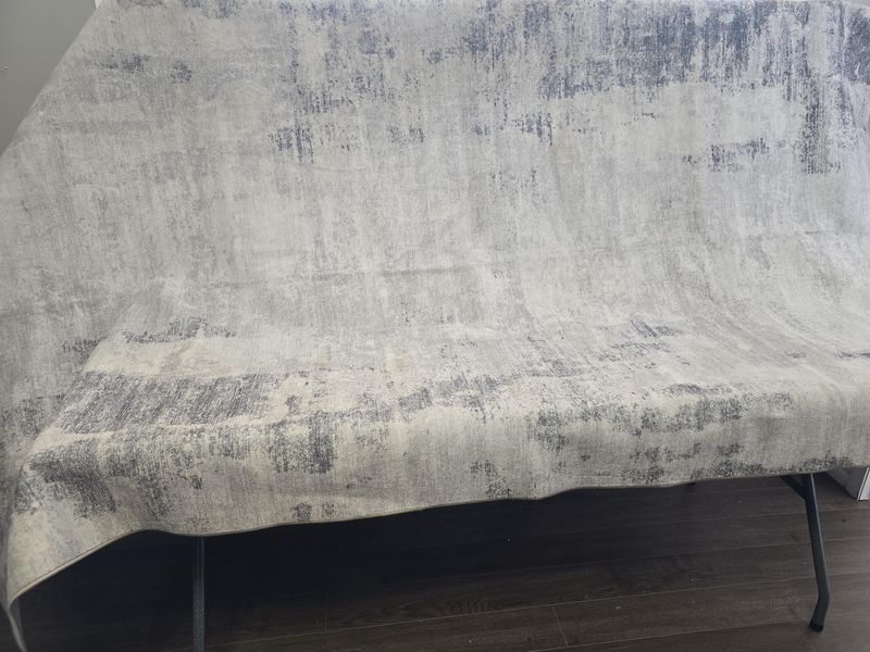 5ft x9ft grey, blue, cream area rug