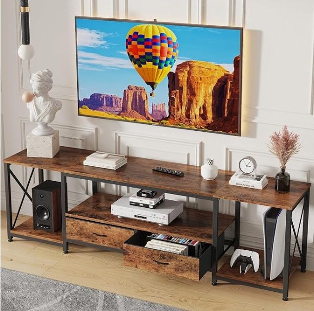 TV Stand with Fabric Drawer for 65 70 75 Inches