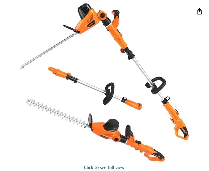 GARCARE 2 in 1 Corded Pole Hedge Trimmer 4.8-Amp with 20 Inch Laser Cutting Blade