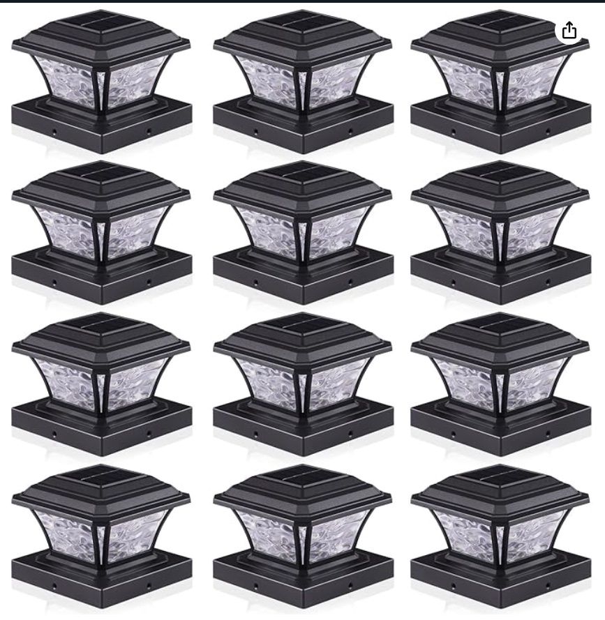AEFRELEOHT Solar Post Cap Lights, Warm White/RGB Automatic Cycling 12 pack