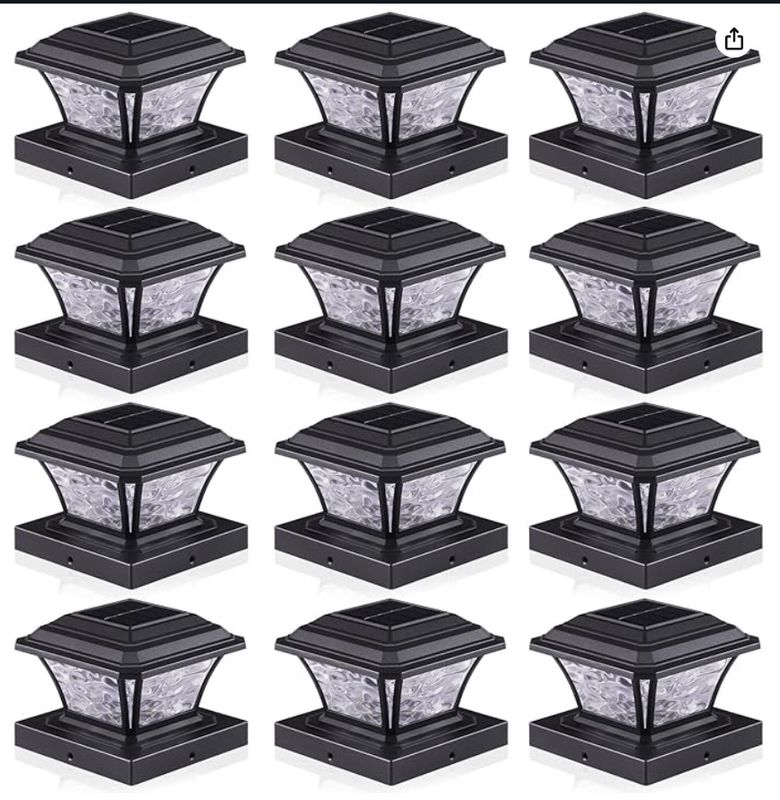 AEFRELEOHT Solar Post Cap Lights, Warm White/RGB Automatic Cycling 12 pack