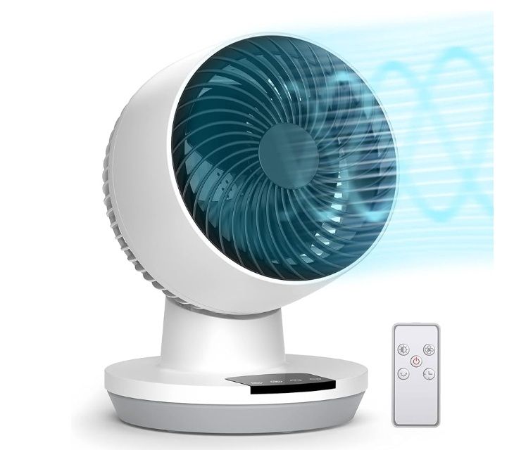 Paris Rhone Air Circulator Fan with Remote, Small Oscillating Table Fan