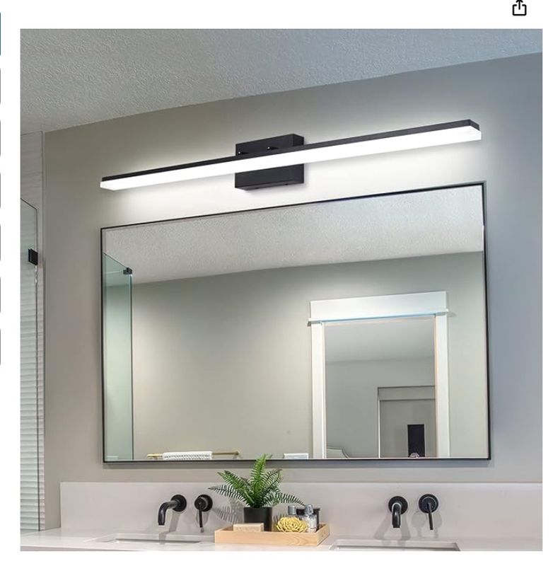 Mirrea 48in Modern LED Vanity Light for Bathroom Lighting Dimmable 46w Black Painted