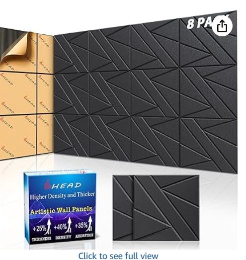 8 Pack Self-Adhesive Soundproof Wall Panels, 12 x 12 x 0.47