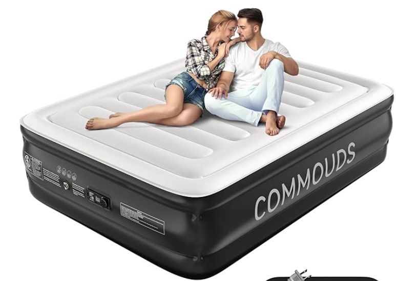 COMMOUDS Queen Air Mattress with Built-in Pump, 18&quot; Raised