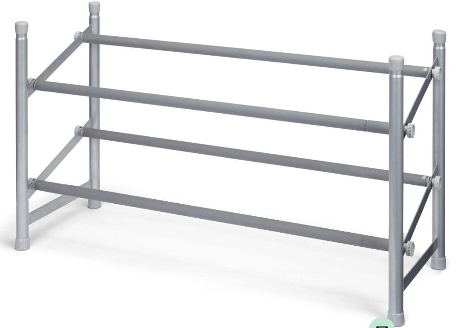 Expandable 2-Tier Shoe Rack, Holds up to 12 Pairs of Shoes, Grey