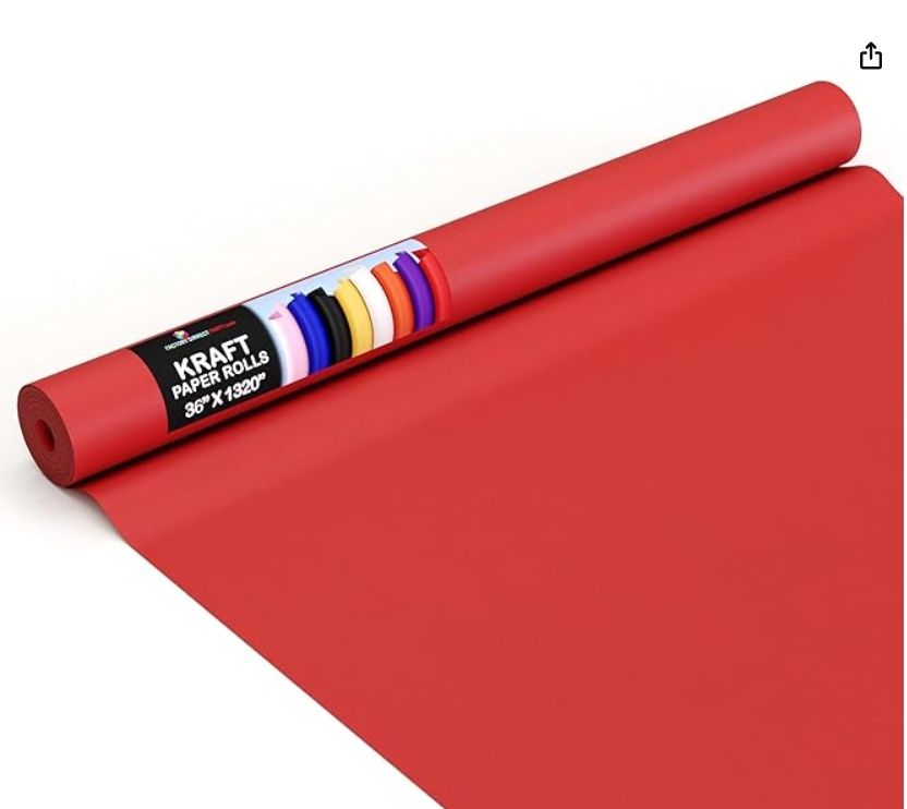 Crown Display Kraft Paper Roll 36&quot; X 1320&quot;, Colour: Red