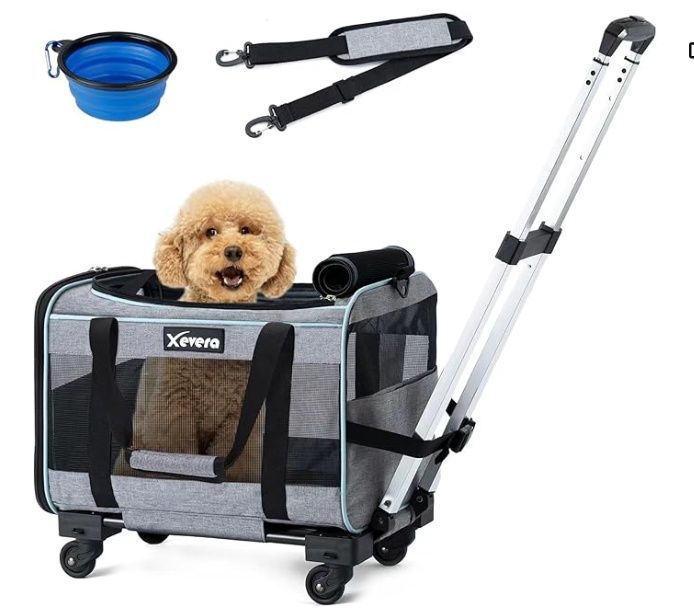 Xevera Dog Cat Carrier with Wheels