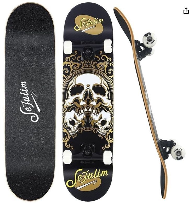 Sefulim 31 x 8 Inch Complete Skateboard skull
