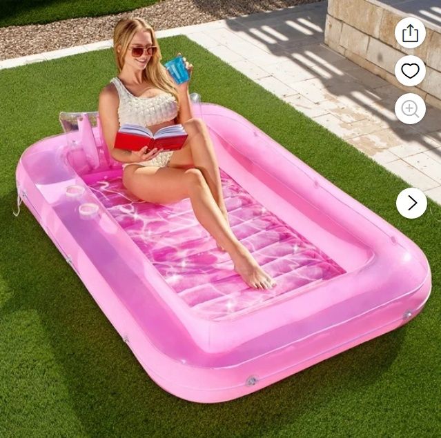 Sloosh Inflatable Tanning Pool Lounger Float, 70&quot; x 46&quot; Pink
