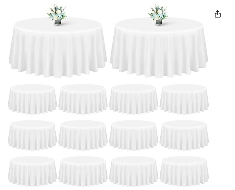 Showgeous 12 Pack White Round Tablecloth 90 Inch