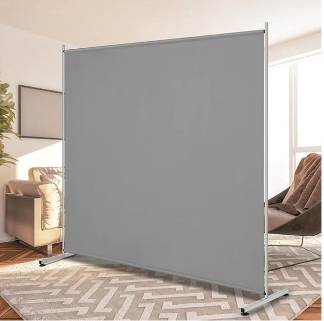 RANTILA Single Large Panel Room Divider 71&#39;&#39;W x 69.5&#39;&#39;H, Grey