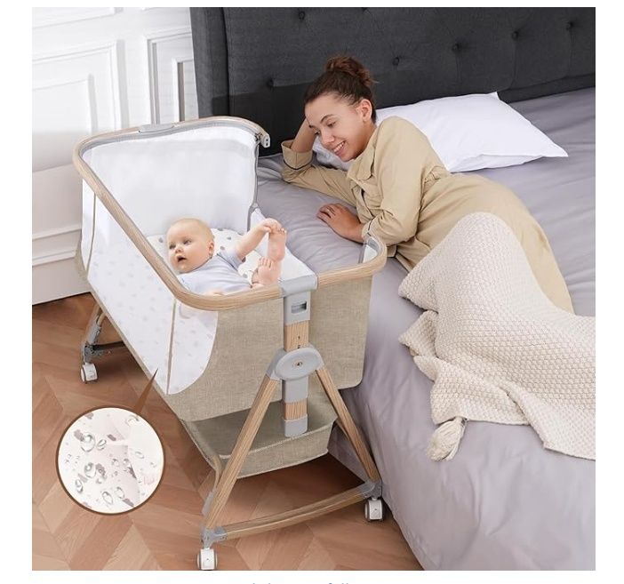 Jestonten Baby Bassinet, Basinet Bedside Sleeper with Waterproof Bassinet
