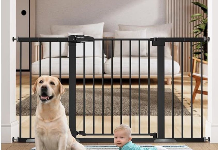 BABELIO 29-55 Inch Extra Wide Baby Gate, Metal Dog/Pet Barrier