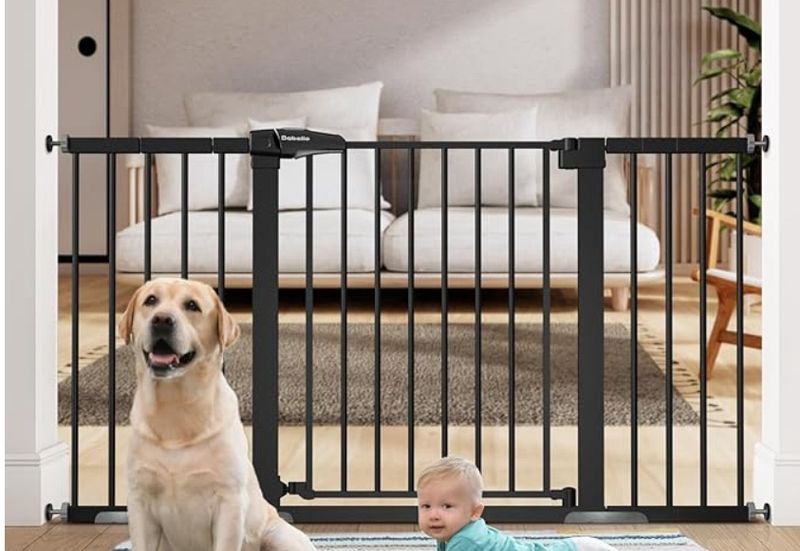 BABELIO 29-55 Inch Extra Wide Baby Gate, Metal Dog/Pet Barrier