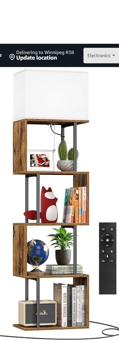 OUTONLIFE Floor Lamp with Shelves &amp; Remote, 5-Tier Dimmable