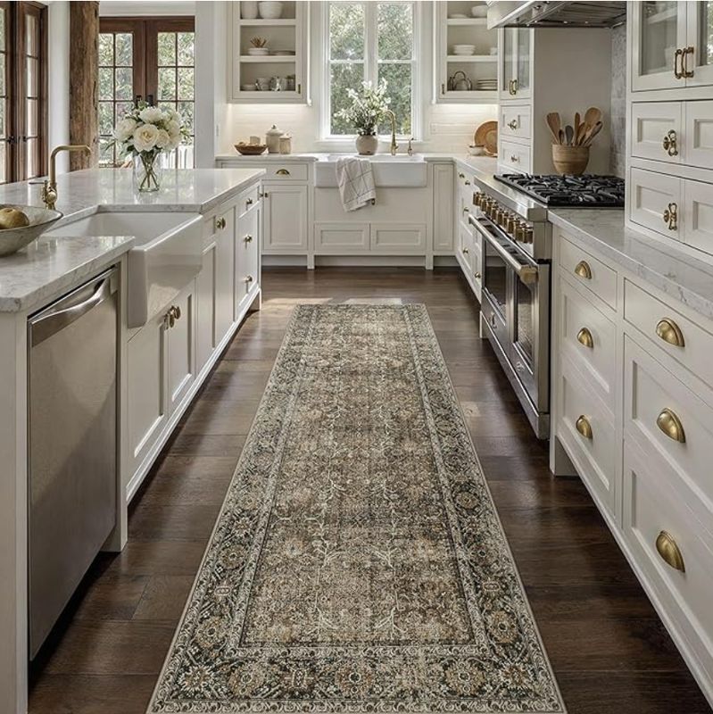 PureCozy Vintage Brown Runner Rug 2x10