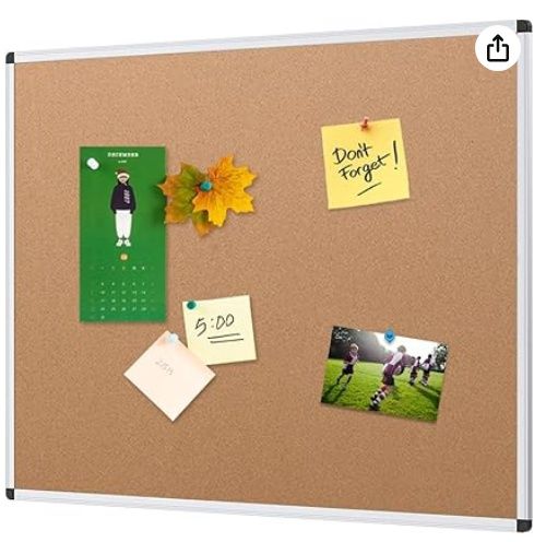 VIZ-PRO Cork Board, 48 X 36 Inches, Silver Frame