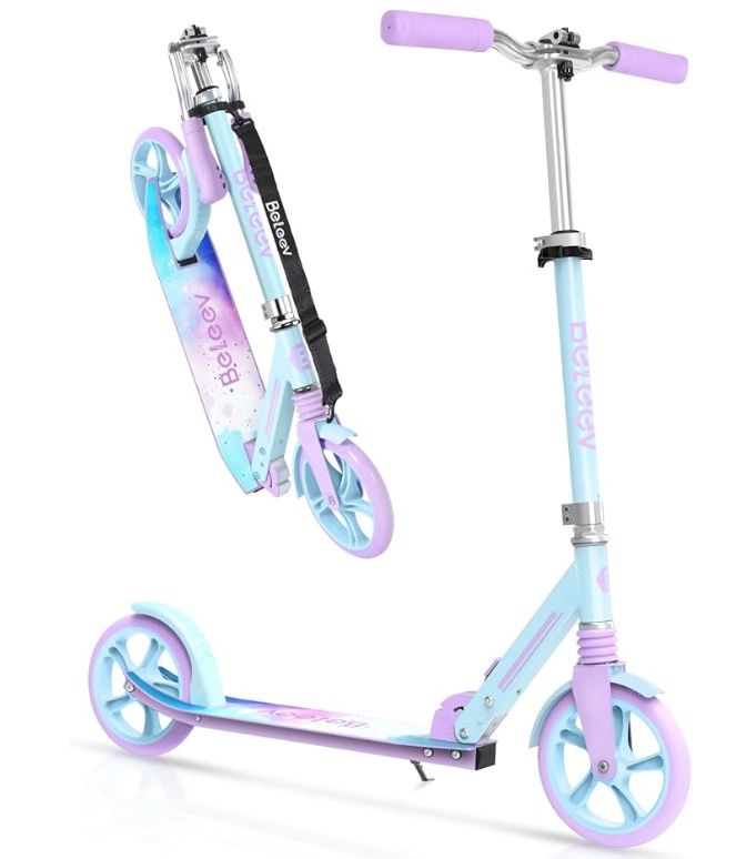 BELEEV V5 Scooter for Kids, Adults, Teens, Blue Purple