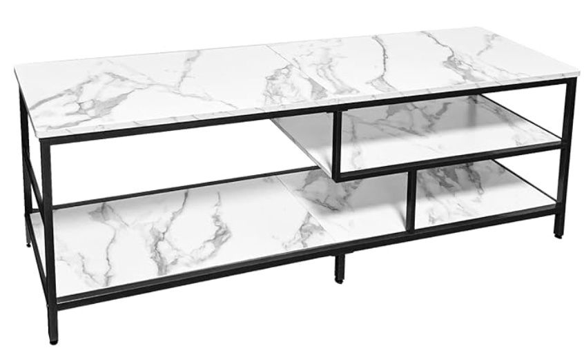 at-VALY TV Stand for 55-75 inch TVs, Metal&amp;MDF TV Stand