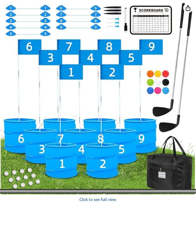 JIIFO Golf Game with 2 Clubs Right Handed,Practice Golf with 9 Buckets