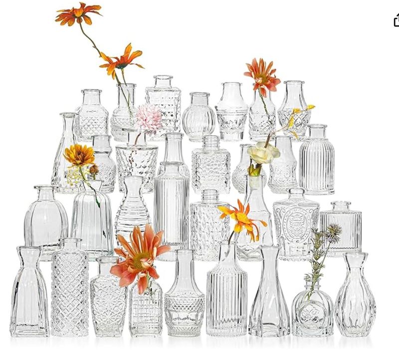 SUJUN Glass Bud Vases 32 Pcs