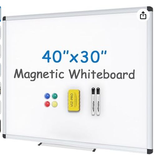 VIZ-PRO Magnetic Whiteboard 40 X 30 Inches