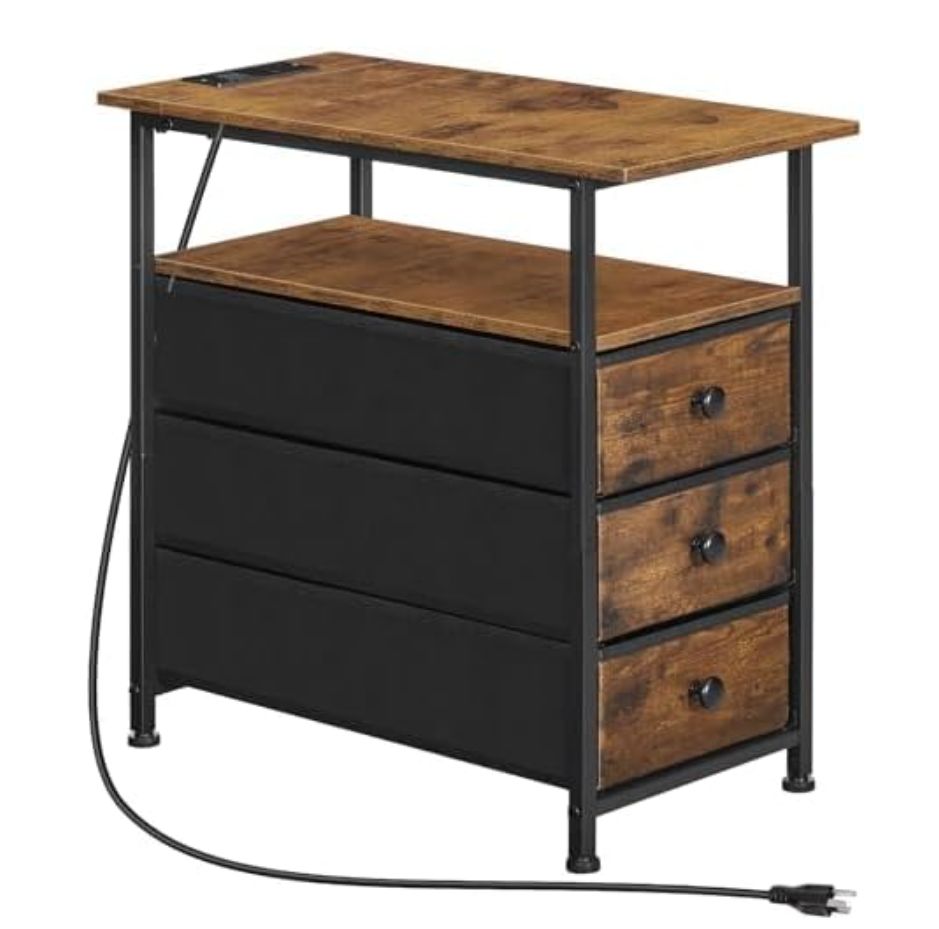 HOOBRO Side Table w/Charging Station