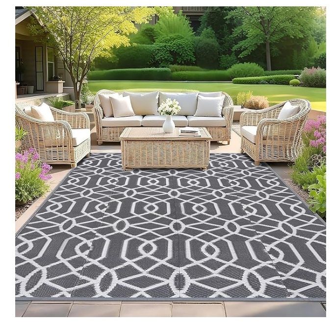 HEBE Outdoor Rug 6&#39;x8&#39; Waterproof Patio Mat Reversible
