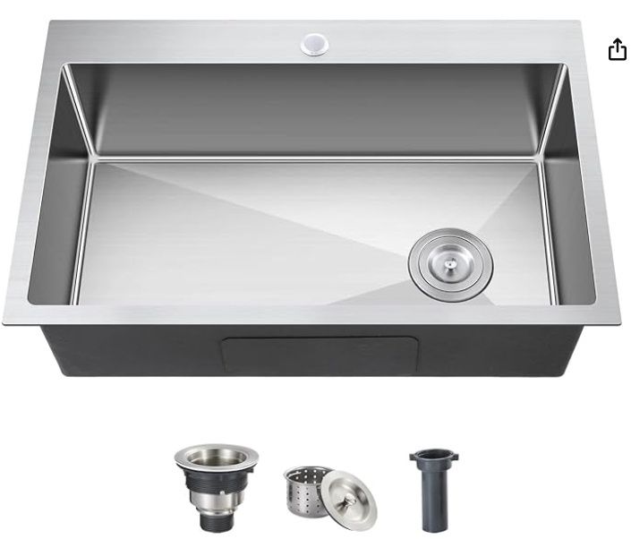ROVOGO 30x18x9 in. Drop in Kitchen Sink Single Bowl