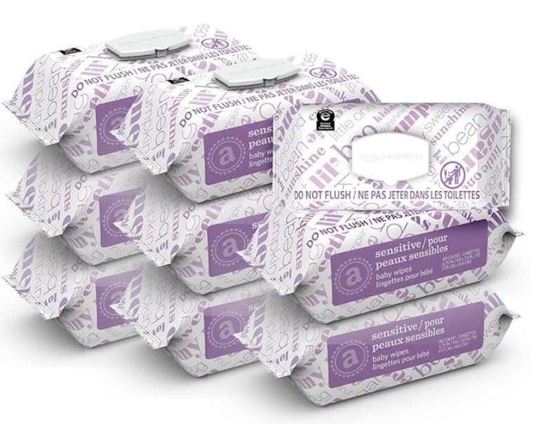 Baby Wipes, Fragrance Free, Size: Sensitive 810 Count (9 Packs of 90)