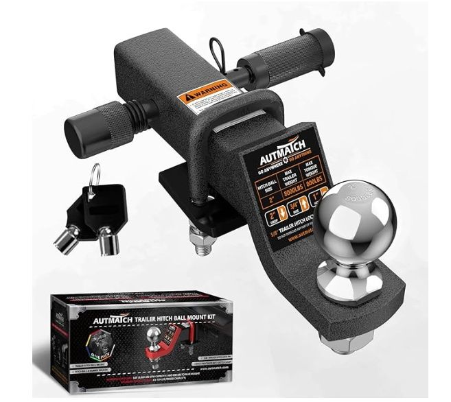 AUTMATCH Trailer Hitch Ball Mount with 2 Inch Hitch Ball
