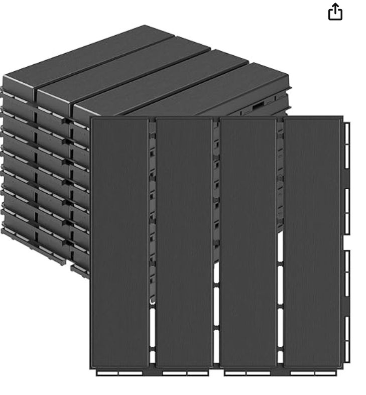 Goovilla Interlocking Patio Deck Tiles, 12&quot; x 12&quot;