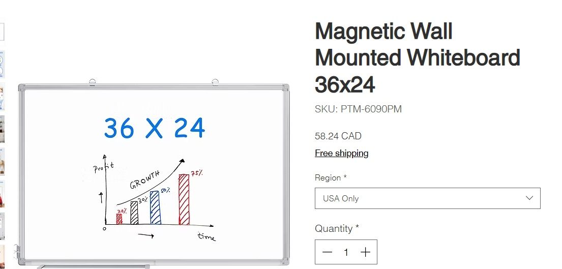 Maxtec Magnetic Wall Mounted Whiteboard 36x24