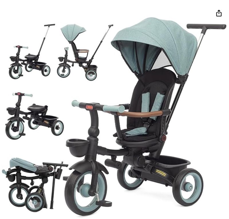 UBRAVOO 7-in-1 Baby Tricycle, Push Bike &amp; Steer Stroller