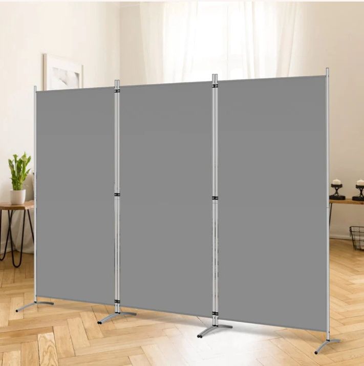 RANTILA 3 Panel Room Divider 102&#39;&#39;W x 20&#39;&#39;D x 71&#39;&#39;H, Grey