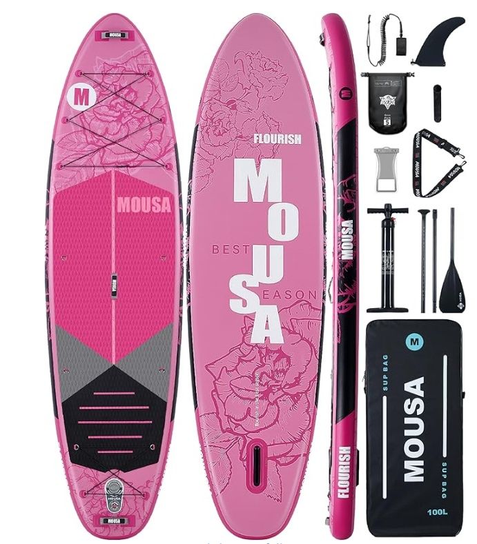 Mousa 11&#39;6 * 35&quot; Extra Wide Inflatable Paddle Boards, Stable Stand-up Paddleboard for 3 Adults