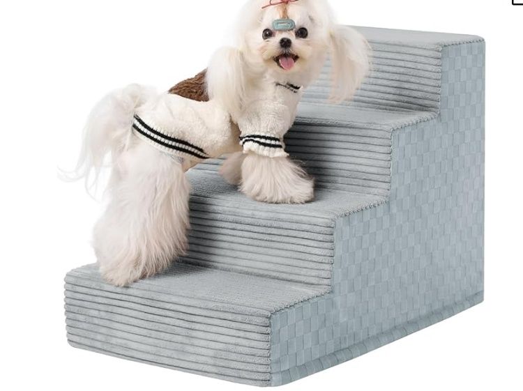 Exsnugy  Dog Stairs for Small Dogs,17.5&quot; H,4-Step Dog Steps