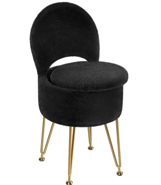 Greenstell Large Vanity Stool Chair with Storage and Folding Back