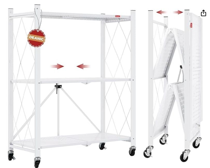 DEANIC 3-Shelf Foldable Storage Shelves 3 tier