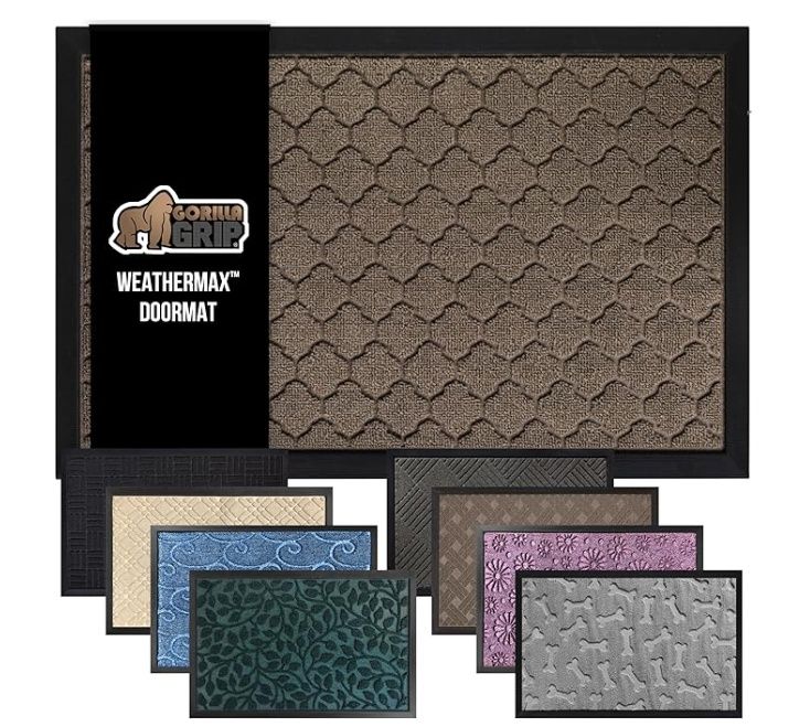 GORILLA GRIP Durable Natural Rubber Door Mat, Waterproof, 23x35
