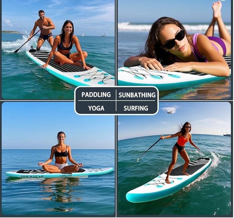SUP Inflatable Stand Up Paddle Board 10&#39;6&quot;/32&quot; 6&quot; Ultra-Light Thick Paddleboard