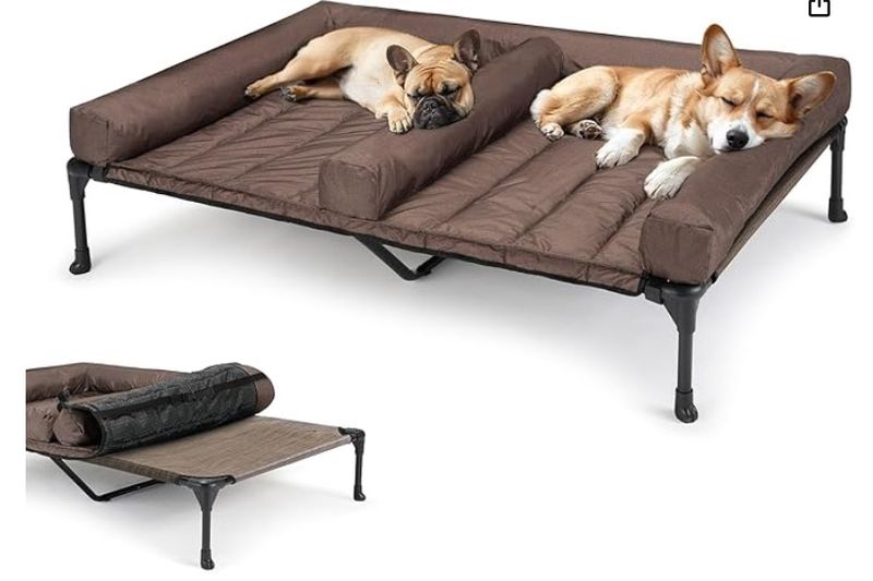 Veehoo Cooling Raised Dog Bed 125 x 83 cm, Brown