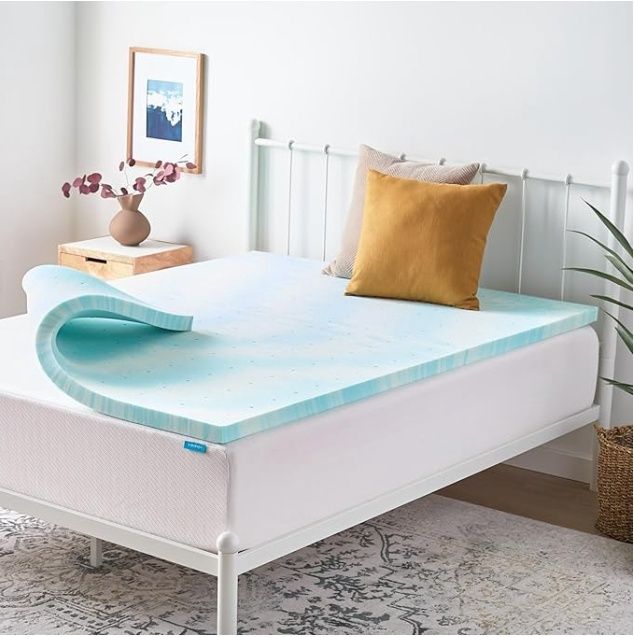 Linenspa 2 Inch Memory Foam Mattress Topper, Gel Swirl